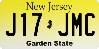 NJ license plate J17JMC