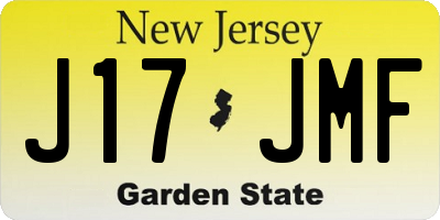 NJ license plate J17JMF