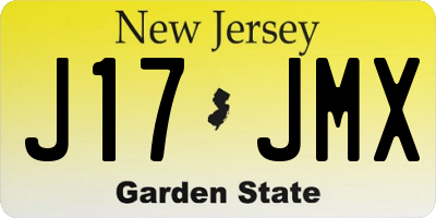 NJ license plate J17JMX