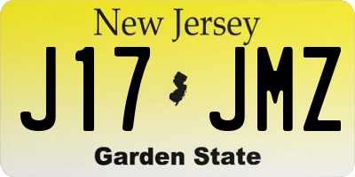NJ license plate J17JMZ