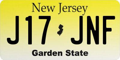 NJ license plate J17JNF