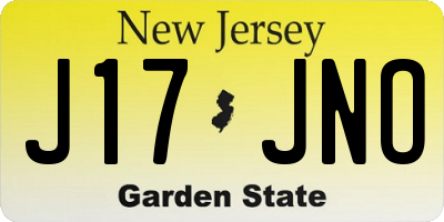 NJ license plate J17JNO