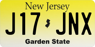 NJ license plate J17JNX