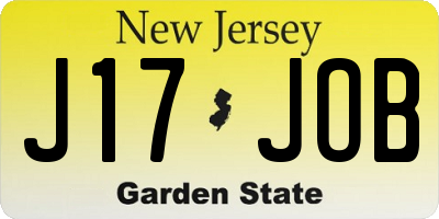 NJ license plate J17JOB