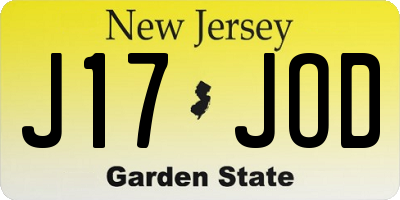 NJ license plate J17JOD