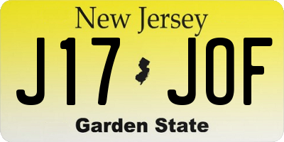 NJ license plate J17JOF