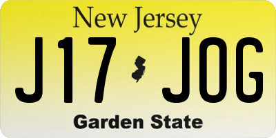NJ license plate J17JOG