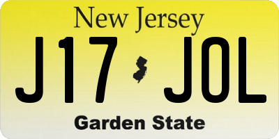 NJ license plate J17JOL