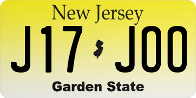 NJ license plate J17JOO