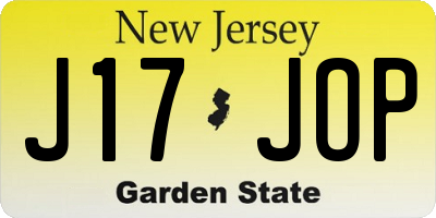 NJ license plate J17JOP