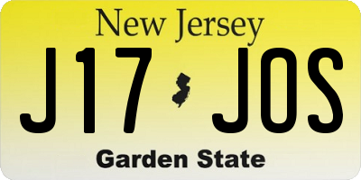 NJ license plate J17JOS