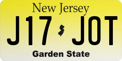 NJ license plate J17JOT
