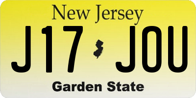 NJ license plate J17JOU