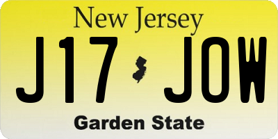 NJ license plate J17JOW