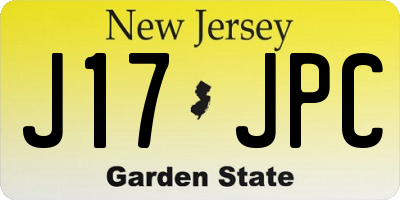 NJ license plate J17JPC