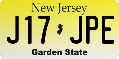 NJ license plate J17JPE