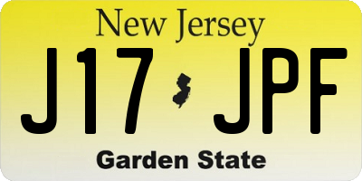 NJ license plate J17JPF