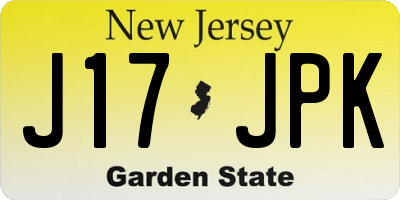NJ license plate J17JPK
