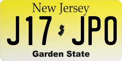 NJ license plate J17JPO