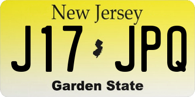 NJ license plate J17JPQ