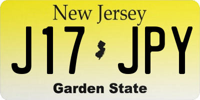 NJ license plate J17JPY