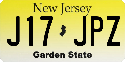 NJ license plate J17JPZ