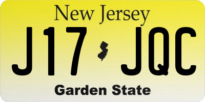 NJ license plate J17JQC