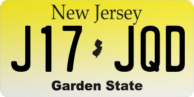 NJ license plate J17JQD