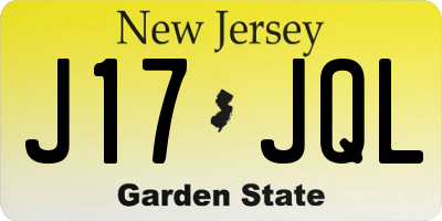 NJ license plate J17JQL