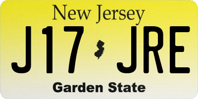 NJ license plate J17JRE