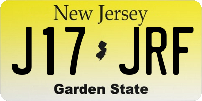 NJ license plate J17JRF