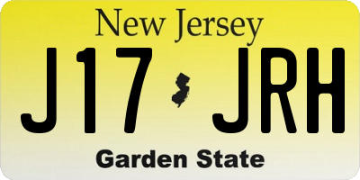 NJ license plate J17JRH