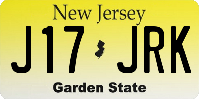 NJ license plate J17JRK