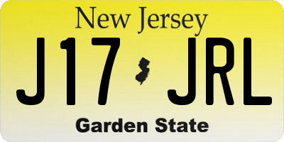 NJ license plate J17JRL