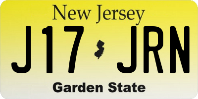 NJ license plate J17JRN