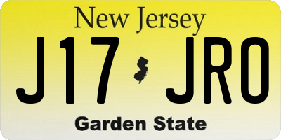 NJ license plate J17JRO