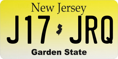 NJ license plate J17JRQ