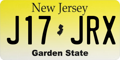 NJ license plate J17JRX