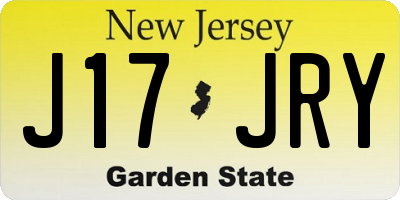 NJ license plate J17JRY