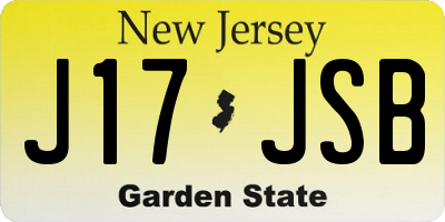 NJ license plate J17JSB