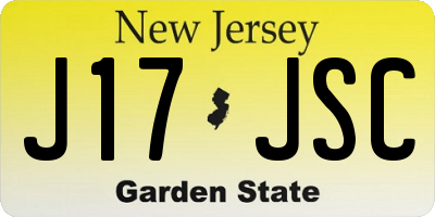 NJ license plate J17JSC