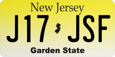 NJ license plate J17JSF