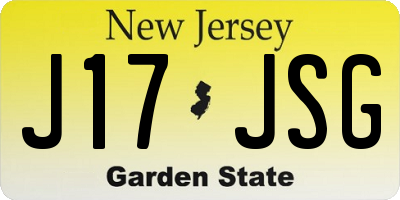 NJ license plate J17JSG