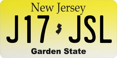 NJ license plate J17JSL