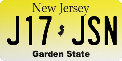 NJ license plate J17JSN