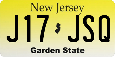 NJ license plate J17JSQ