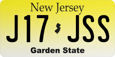 NJ license plate J17JSS