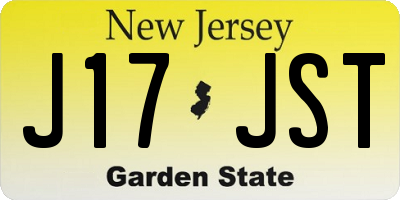 NJ license plate J17JST
