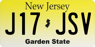 NJ license plate J17JSV