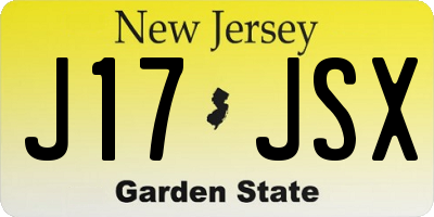 NJ license plate J17JSX